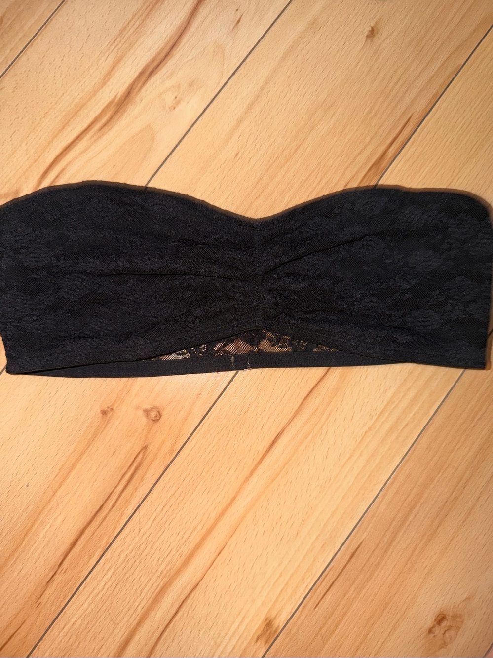 PINK Victoria's Secret Black Lace Strapless Bandeau